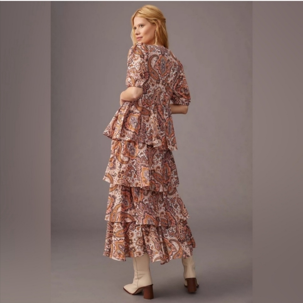Anthropologie x Kachel Paisley Tiered Maxi Dress Size Medium - Picture 2 of 10